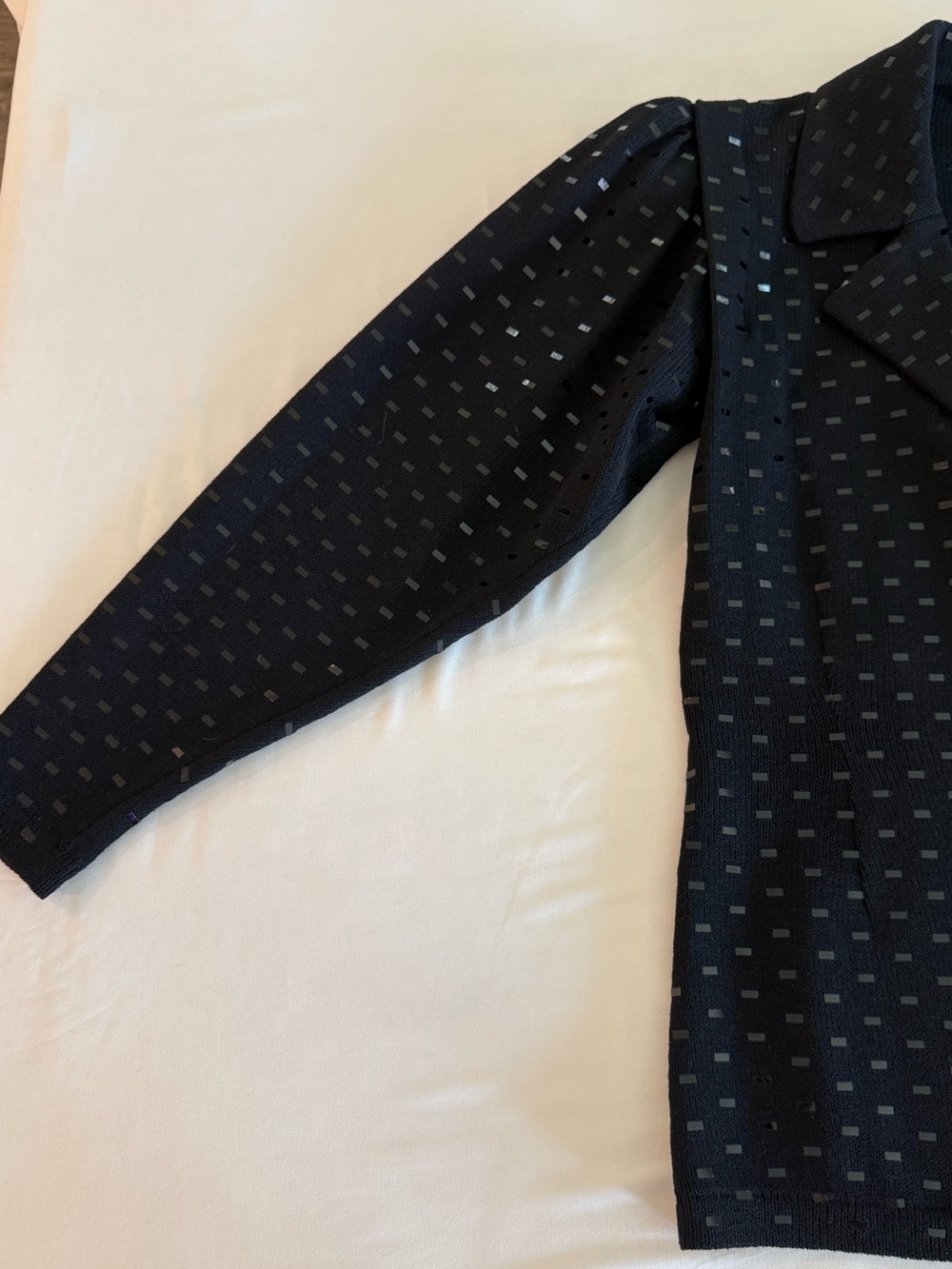 ST JOHN Marie Gray VTG Santana Knit Sequin Evening Jacket Blazer Black 2 - Picture 7 of 9